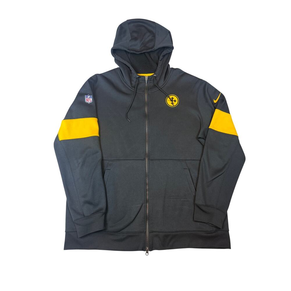 Nike Pittsburgh Steelers Therma Full Zip Hoodie XL Black Gold Colorblock NFL